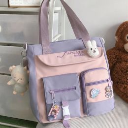 Bags Large Capacity Tote Bags Trendy Nylon Patchwork Shoulder School Book Bag for Teenage Girls Fashion Student Handbag Crossbody Sac