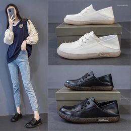 Casual Shoes 2024 Loafers Leather Two-wear Lace-up Soft Heel Long Standing Not Tired