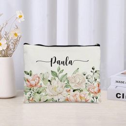 Storage Bags Personalizer Name Side Bag For Ladies Wedding Gifts Handbag Large Capacity Canvas Travel Toiletry Cute Makeup Organiser