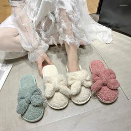 Slippers Cute Plush Women2024autumn And Winter Fashion All-match Home Indoor Flat Non-slip Comfortable Cotton Women