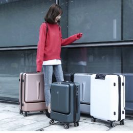 Luggage Can Board Front Computer Bag High Quality Business 20" 24"Rolling Luggage Spinner Brand Travel Suitcase