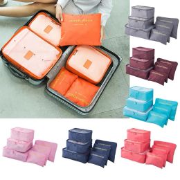 Bags 6 PCS Travel Storage Bag Set For Clothes Tidy Organizer Wardrobe Suitcase Pouch Unisex Multifunction Packing Cube Bag Travel Kit