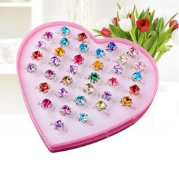 Cluster Rings 36Pcs Size Adjustable Kids Ring Toy Fashion Jewellery Style Random Water Diamond