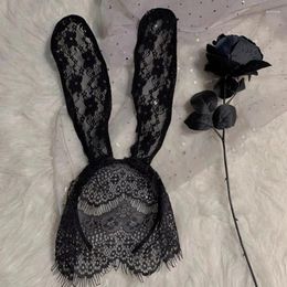 Hair Accessories Gothic Lace Ears Veil Black Eye Mask Halloween Party Headwear Fashion Women Girl Hairbands Sex