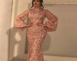 2019 Cheap High Neck Evening Dress Mermaid Long Sleeves Holiday Women Wear Formal Party Prom Gown Custom Made Plus Size8786826