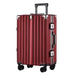 Luggage Wholesale Unisex Case Aluminum Frame Travel Trolley Luggage With Large Capacity Retro 20 Inch Universal Wheel Boarding Suitcase