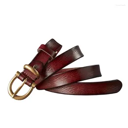 Belts 2.0cm Original Design Pure Cowhide Belt Handmade Women's Copper Pin Buckle High-end Fashion Jeans