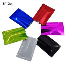 Whole 812cm Various Colour Mylar Open Top Package Bags Heat Sealing Aluminium Foil Vacuum Pouch Coffee Tea Packing Bag 200pcsl9082006