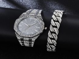 Wristwatches Diamond Watch For Mens Top Brand Men Luxury Iced Out Gold Hip Hop Quartz Wristwatch Relogio Masculino Reloj9235704