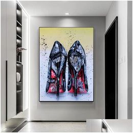 Paintings Modern Iti Art High Heel Shoes Posters And Prints Canvas Wall Pictures For Living Room Home Decor Cuadros No Frame Drop De Dhgbf