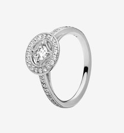925 Sterling Silver Vintage Circle Ring Wedding Gift for Rose gold plated CZ diamond Rings with Original box for Women Girls1418642