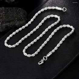 Pendants Exquisite 4MM Rope Chain 925 Sterling Silver Necklaces For Woman Men Classic Luxury Jewelry Brand Party Holiday Gift