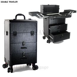 Luggage New Trolley cosmetic bag,rolling luggage Makeup Toolbox case,Beauty Suitcase,Cosmetic Bags on Wheel,Nail tattoo trolley box bag