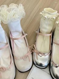 Dress Shoes France Style Vintage Mary Janes Women Bow-knot Kawaii Sweet Pumps Female Korean Fashion Buckle 2024 Summer