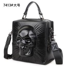 Bags European and American fashion casual men's and women's real leather bag personality skull rivet single shoulder bag handbag cros