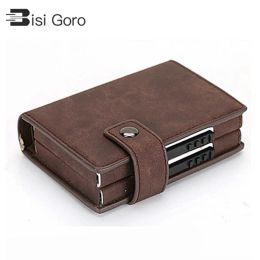 Wallets Bisi Goro Double Card Wallet Aluminium Rfid Blocking Metal Women Card Holder Credit Card Case Women Men Card Id Holder Side Push