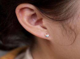 Stud Gold Colour Sweet Tiny 5mm Flower Earring Rainbow Colourful CZ Stone 2022 Fine 925 Sterling Silver Dainty Minimal JewelryStud1213539