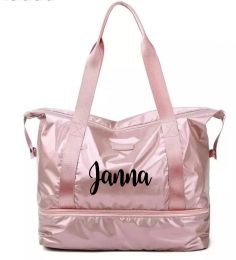 Bags Personalised Pink Sports Bag Fitness Gym Handbag Waterproof Yoga Weekend Bags Travel Swim Duffle Blosa with Shoe Compartment