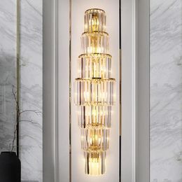 Wall Lamp Luxury For El Lobby Club Hall Gold Led Light Villa Bedroom Duplex Office Home Crystal