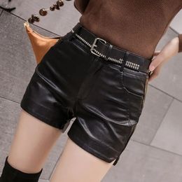 Womens Fashion Spring Autumn Slim Black Zipper Patchwork Shorts Solid All-match A-line Trend Street Casual Clothing 240418