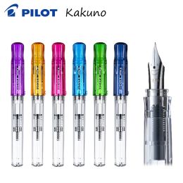Pens 1Pcs Japan PILOT KAKUNO Smile Fountain Pen EF / F / M Transparent Rod Limited Edition Student Practice Pen Rotary Ink Absorber