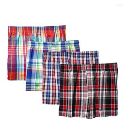 Underpants Men's Cotton Shorts Knit Trunks Plaid Woven Mid Waist Underwear Plus Size Pants Coton Men Shorty Boxer Homme Long Boxers 7XL
