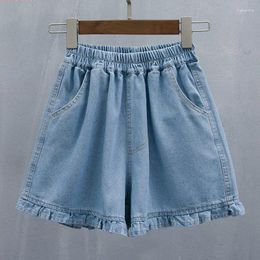 Women's Jeans Denim Shorts Thin High Waist Loose Wide Faded Casual Blue Baggy Women