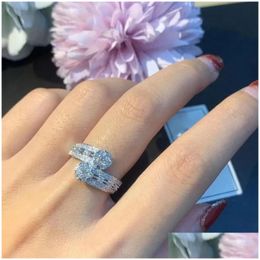 Cluster Rings 2023 Brand Sparkling Luxury Jewellery 925 Sterling Sier White Sapphire Cz Diamond Gemstones Women Band Ring Drop Delivery Dhsh2