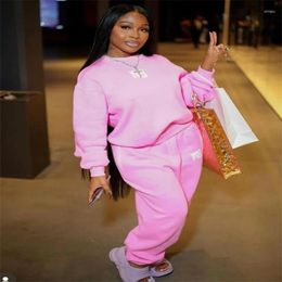 Women's Two Piece Pants Letter Print Women Set Long Sleeve 2 Pieces Sweatsuit Female Sporty Tracksuit