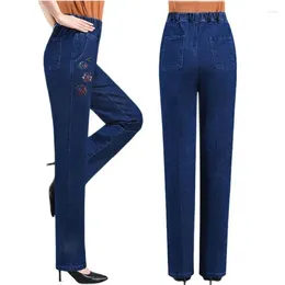 Women's Jeans Ladies Loose Denim Trousers Autumn Winter 2024 Printing High Waist Fashion Casual Cowboy Straight-Leg Pants