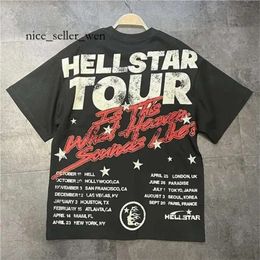 Рубашка Hellstar 24SS Top Quality Lose Summer's Men's Men's Streetwear Hellstar y2k Рубашка мужская хип -хоп ретро графический принт хлопковая круглая шея негабаритная футболка 946