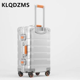 Luggage KLQDZMS Suitcase Aluminummagnesium Alloy Trolley Case 20 Inch Allmetal Luggage Universal Wheel Password Box 24 Inch Female