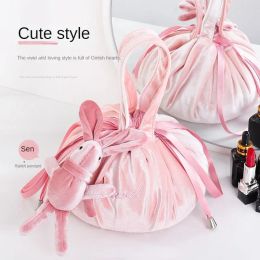 Cases New Lazy Drawstring Velvet Cosmetic Bag Skincare Large Capacity Pouch High Quality Makeup Travel Handbag Portable Storage Kits