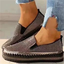 Casual Shoes Autumn Fashion Rhinestone For Women Thick Sole Flats Plus Size 43 Platform Loafers Zapatos