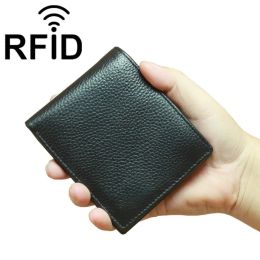 Wallets Rfid Blocking Genuine Leather Men Wallet Designer Small Youth Purse for Men Trend Leather Wallet for Men 9*10cm