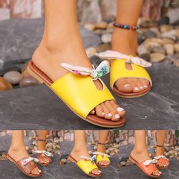 Slippers Ladies Fashion Summer Bow Hollow Open Toe Flat Bottom Casual House For Women Feet Support