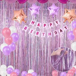 Party Decoration 2M Backdrop Curtains Laser Rain Silk Door Curtain Background Wall Tassels Sparkling Birthday Supplies