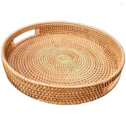 Dinnerware Sets Storage Basket Woven Fruit With Handles Round Shaped Tray For Vegetable Egg