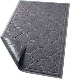 Carpets Indoor Outdoor Doormat Non-Slip Low-Profile Design Floor Mat Durable Trap Dirt And Dust Front Door Grey