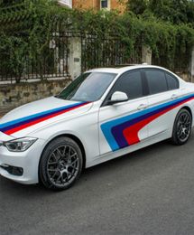 Tricolour Vinyl Racing Stripe Car Sticker Auto Waist Line Decal Emblem For BMW4185548