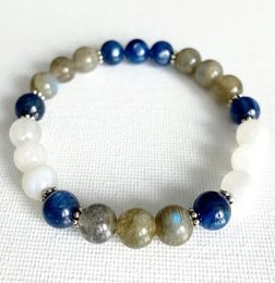 MG0796 Luxury Gemstone Stacking Bracelets Moonstone Kyanite Labradorite Bracelet Crystals Stretch EMF Protection Bracelet8804087