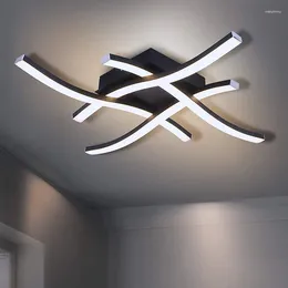 Ceiling Lights Black LED Quad Wave Light Living Room Strip Bedroom Minimalist Home Lighting Fixture