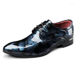 Dress Shoes High Quality Brand Fashion Classic Men's Pointed With Soft Soles Comfortable Flat Bottoms Patent Leather