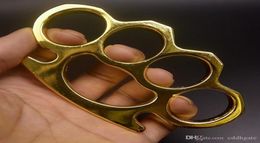 NEW Iron GILDED THICK STEEL BRASS KNUCKLE DUSTER Aluminium alloy finger tiger fourfinger selfdefense ring clasp fist ring85554200864