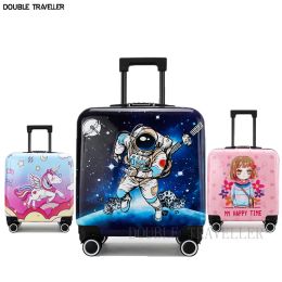 Carry-Ons New cartoon kids travel suitcase on wheels,carry on cabin trolley luggage bag,girls rolling luggage case,children gift,suitcase