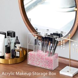 Storage Boxes Clear Acrylic Cosmetic Box MakeUp Organizer Eyeliner Pen Blush Eyeshadow Brushes Holder Desktop