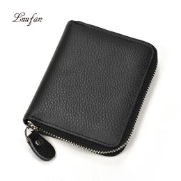 Wallets Luufan Black Wallet Short Purse Unisex Small Large Capacity Coin Pocket Banknote Pocket Card and Photo Pocket Real Leather