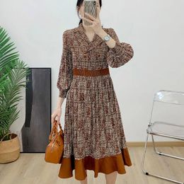 Casual Dresses Miyake Pleated Dress 2024 Spring Print Loose Beach Vacation Style Retro Women's Clothing