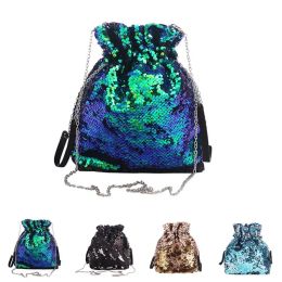 Bags Fashion Sequin Mini Crossbody Bag For Women Ladies Elegant Glitter Drawstring Bag Evening Clutch Handbag For Girls Party Sac