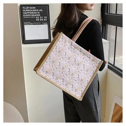 Storage Bags Linen Button Vintage Handbag Women Tote Large Capacity Grocery Bag Gift Beach Organiser Portable Shopping Lunch Retro